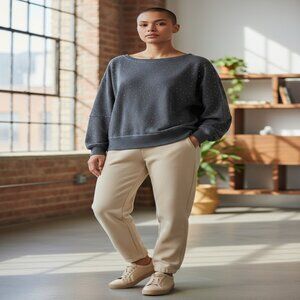 Alice + Olivia Grey Modal Blend Studded Jewelled Pullover Sweatshirt Size XS